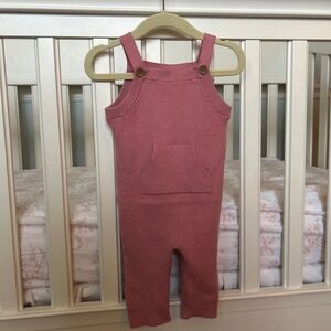 Baby girl ribbed overalls